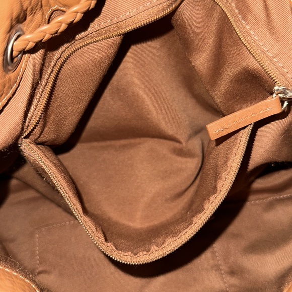 Talbots genuine tan leather bag with braided strap and silver accents cute 🥰 - Picture 8 of 12